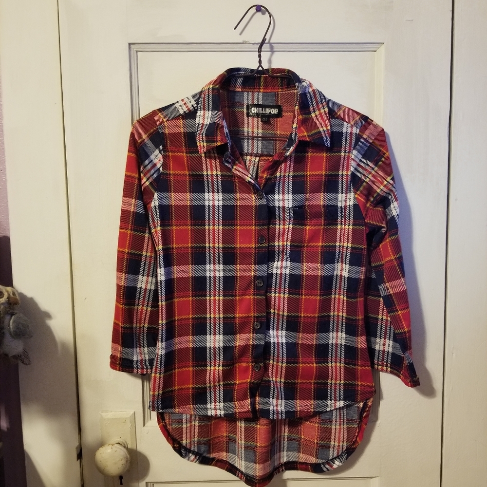Chillipop Red Plaid Button Up Shirt